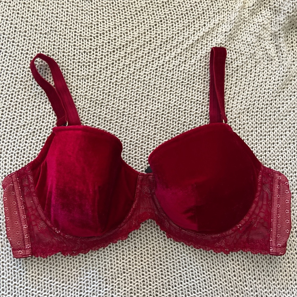 ASOS Red Velvet Bra - 42D